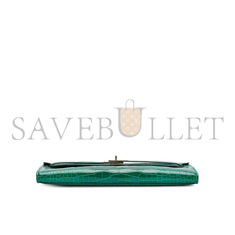 HERMÈS MASTER EMERALD SHINY ALLIGATOR KELLY CUT GOLD HARDWARE (31*13*2cm)